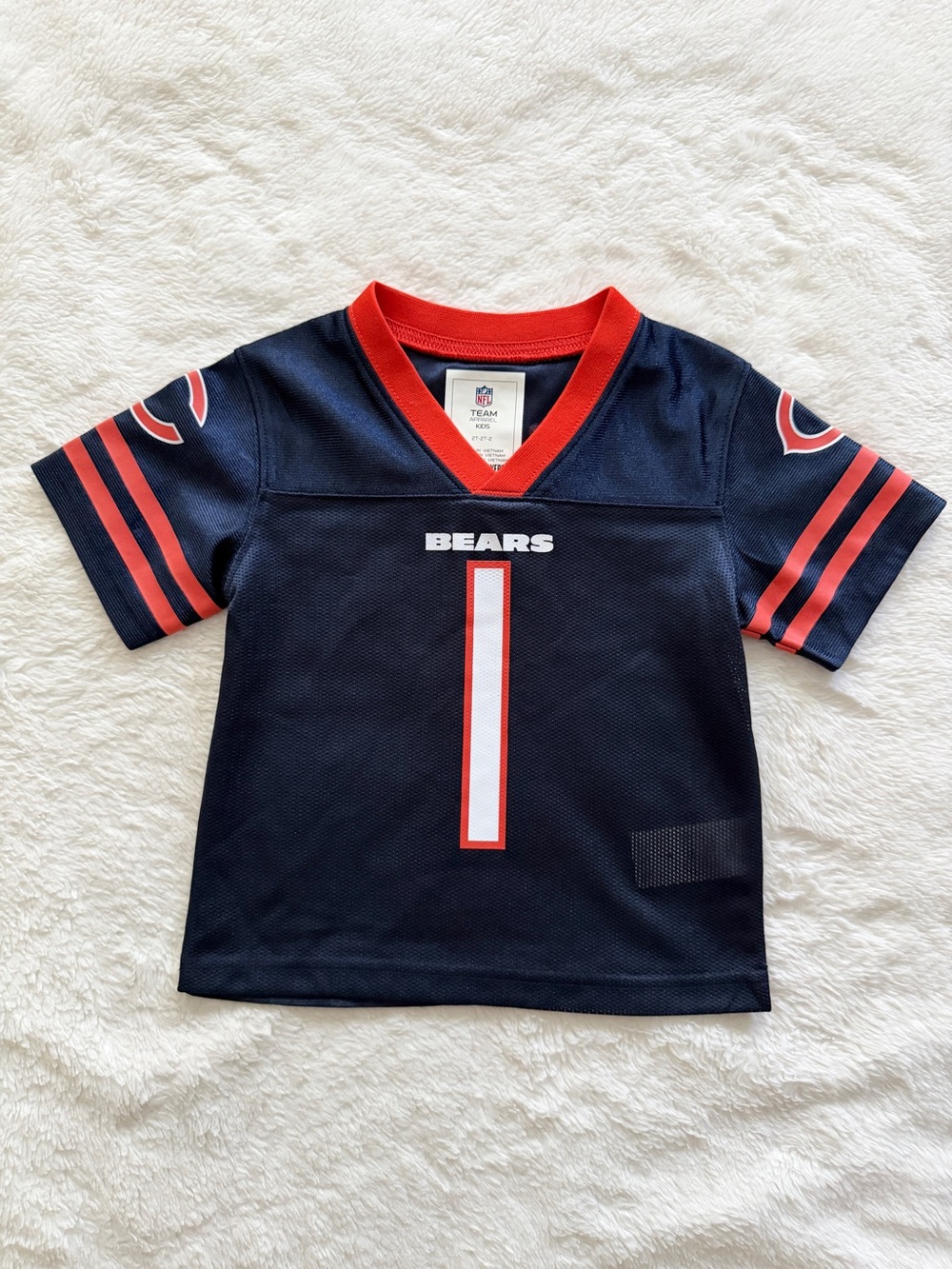 NFL Chicago Bears Jersey Blue Orange Size 2T Justin Fields Number 1